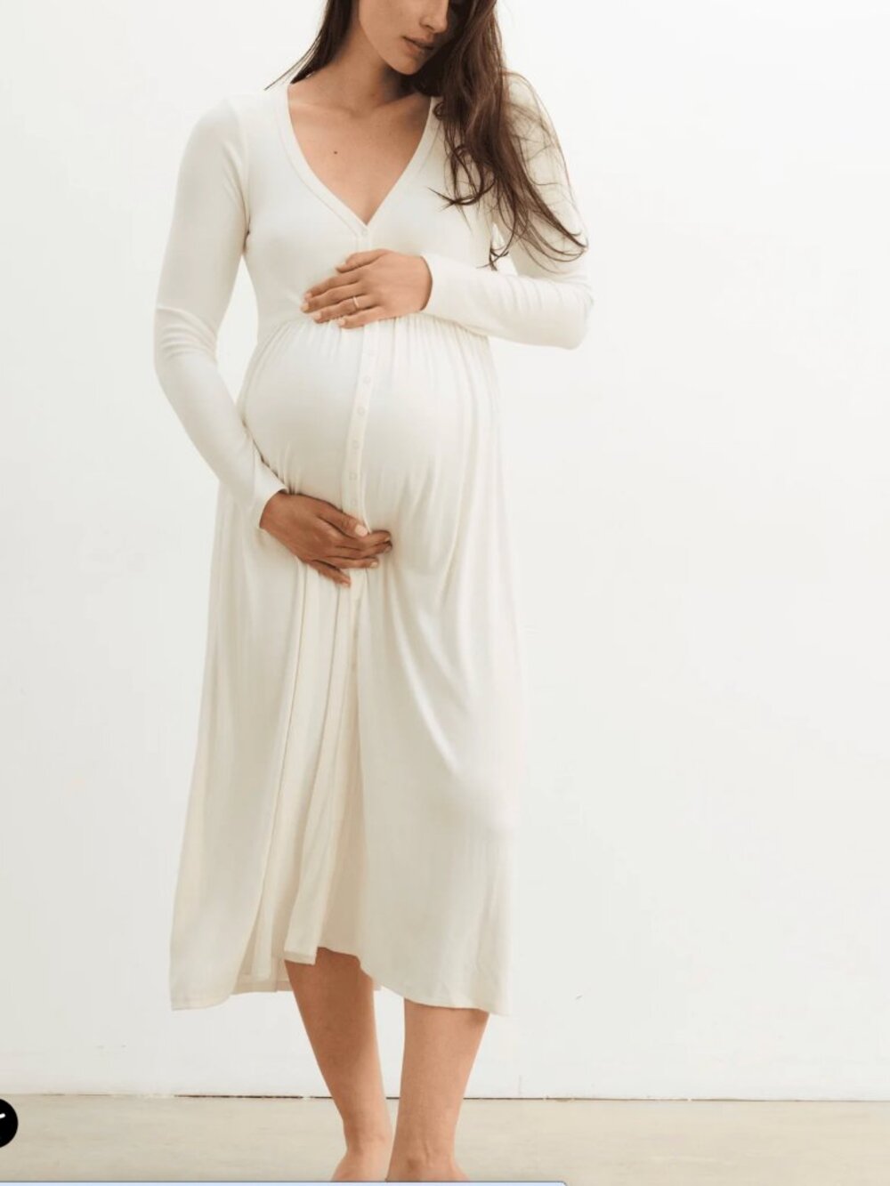 Hatch The Softest Rib Maternity and Nursing Dress in Ivory | Size XS